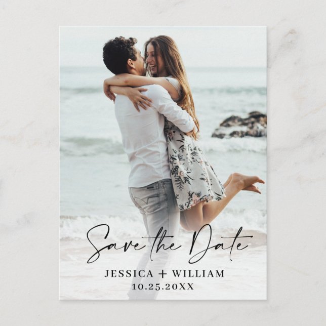 Simply Elegant Wedding Hearts Save the Date Photo Announcement Postcard (Front)