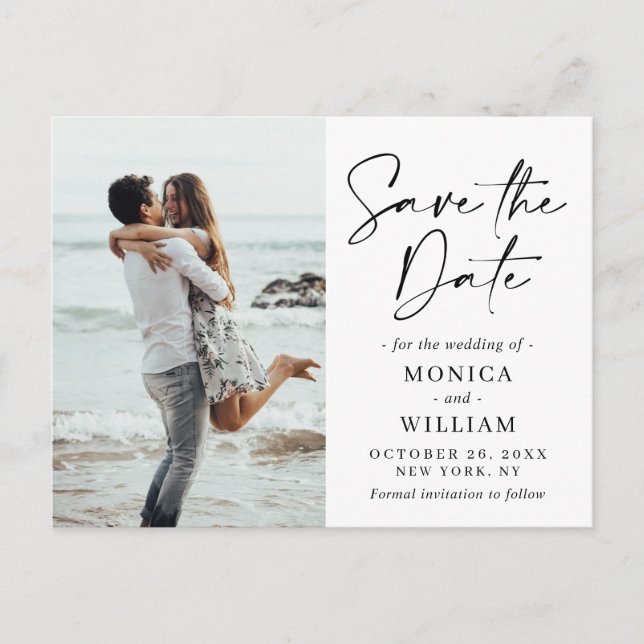 Simply Elegant Wedding Hearts Save the Date Photo Postcard (Front)