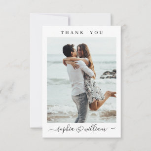 Simply Elegant Wedding Hearts Simple 2 Photo Thank You Card