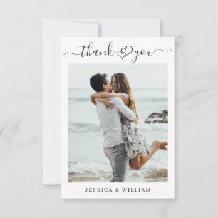 Simply Elegant Wedding Hearts Simple 2 Photo Thank You Card