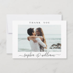 Simply Elegant Wedding Hearts Simple Photo Thank You Card