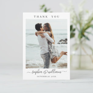 Simply Elegant Wedding Hearts Simple Photo Thank You Card