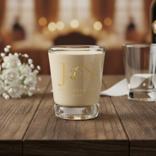 Simply Elegant Wedding Initials Gold ID1022 Shot Glass