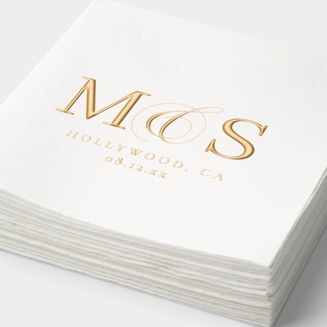 Simply Elegant Wedding Initials ID1022 Foil Napkins (Detail)