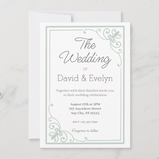 Simply Elegant Wedding Invitation  (Front)