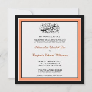 Simply Elegant Wedding Invitation (black/coral)