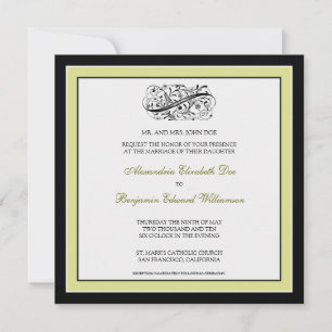 Simply Elegant Wedding Invitation (black/lime)