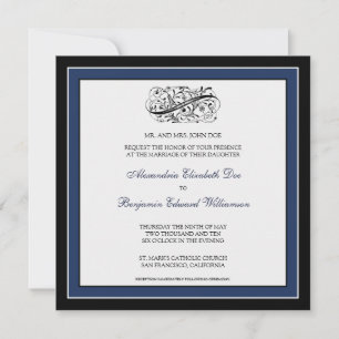 Simply Elegant Wedding Invitation (black/navy)