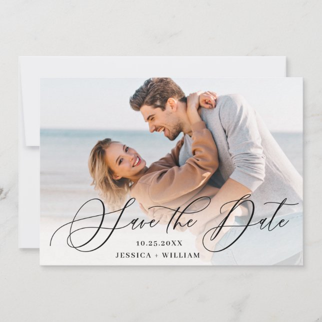 Simply Elegant Wedding PHOTO Save The Date (Front)