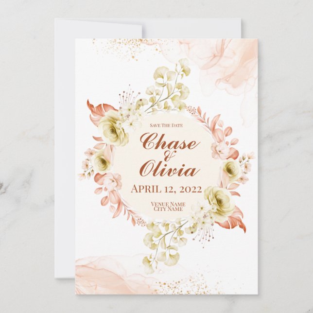 Simply Elegant Wedding Save the Date Cards (Front)