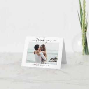 Simply Elegant Wedding Simple Modern 2 Photo Thank You Card