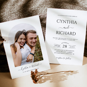Simply Elegant with Photo on the Back Wedding Invitation