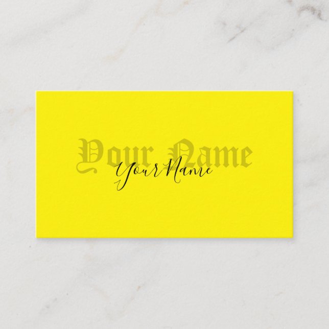 Simply elegant yellow ancient letters business card (Front)