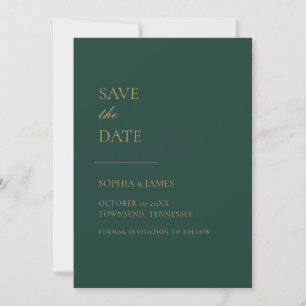 Simply Emerald Green Gold Typography Modern Save The Date