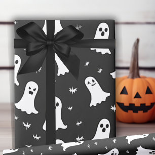 Simply Enchanted Ghosts Black And White Halloween Wrapping Paper