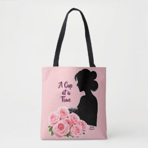 Simply Enspired “A Cup at a Time” Coffee Rose Tote Bag
