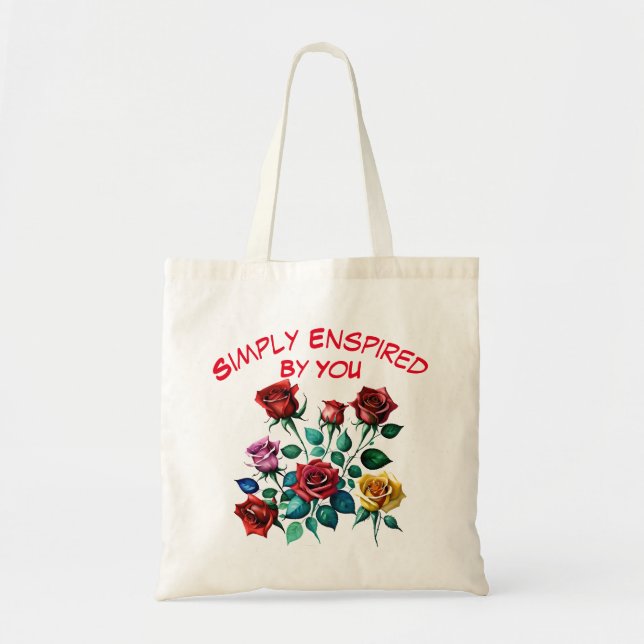 Simply Enspired By You Water colour Roses Tote Bag (Front)