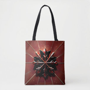 Simply Enspired Red Bow Snowflake Holiday Tote Bag