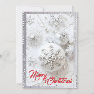 Simply Enspired White Ornate Rhinestones Christmas Holiday Card