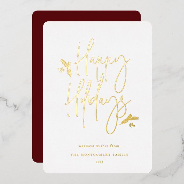 Simply Festive Script Foil Holiday Card (Front/Back)