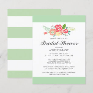 Simply Floral & Stripes Bridal Shower Invitation