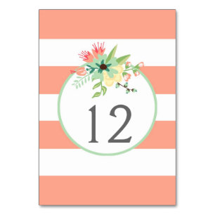 Simply Floral & Stripes Table Number Table Cards