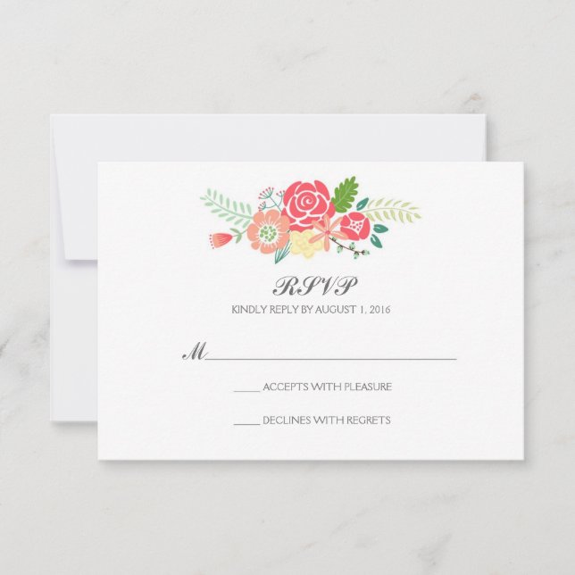 Simply Floral & Stripes Wedding RSVP / Mint (Front)