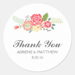 Simply Floral Thank You Wedding Stickers