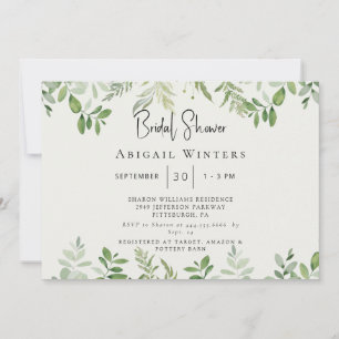 Simply for Her Foliage Cream Modern Bridal Shower Invitation