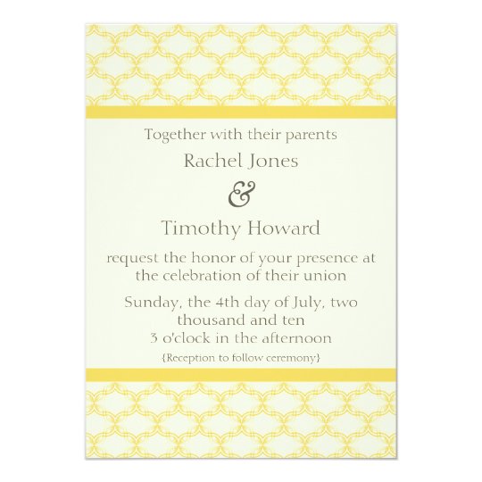 Simply Glamourous Wedding Invite, Saffron Yellow Card