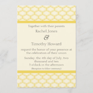 Simply Glamourous Wedding Invite, Saffron Yellow Invitation
