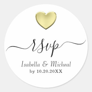 Simply Golden Heart -RSVP Classic Round Sticker