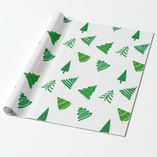 Simply green Christmas trees gift wrap