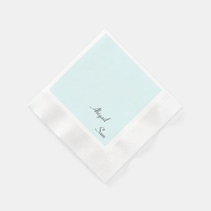 Simply Icy Blue Custom Wedding Coined Cocktail Napkin