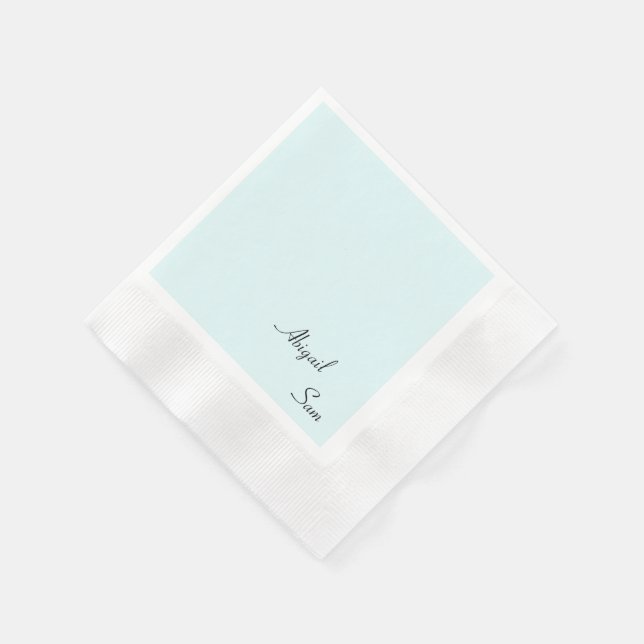 Simply Icy Blue Custom Wedding Coined Cocktail Napkin (Corner)
