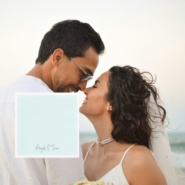 Simply Icy Blue Personalised Wedding Luncheon Napkin (Creator Uploaded)