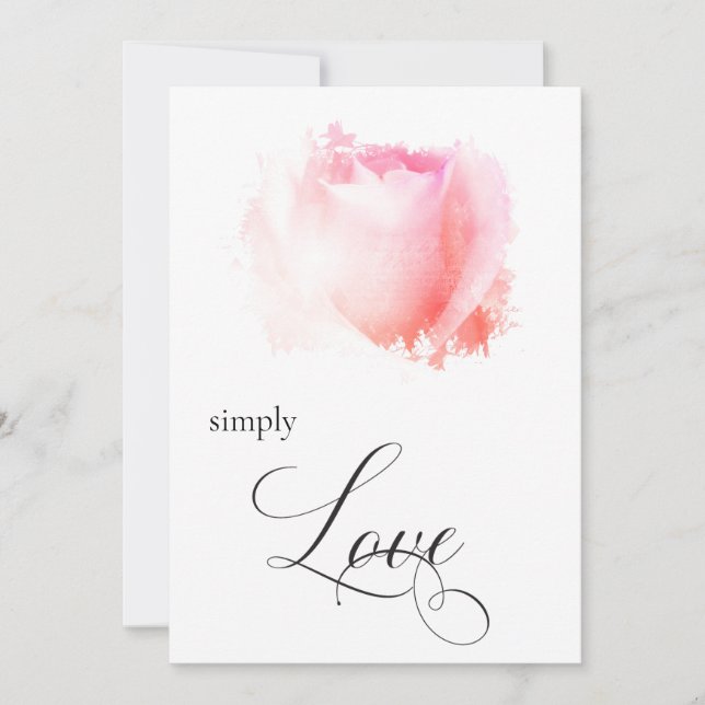 "SIMPLY LOVE Pastel Rose Bud Floral Invitation (Front)