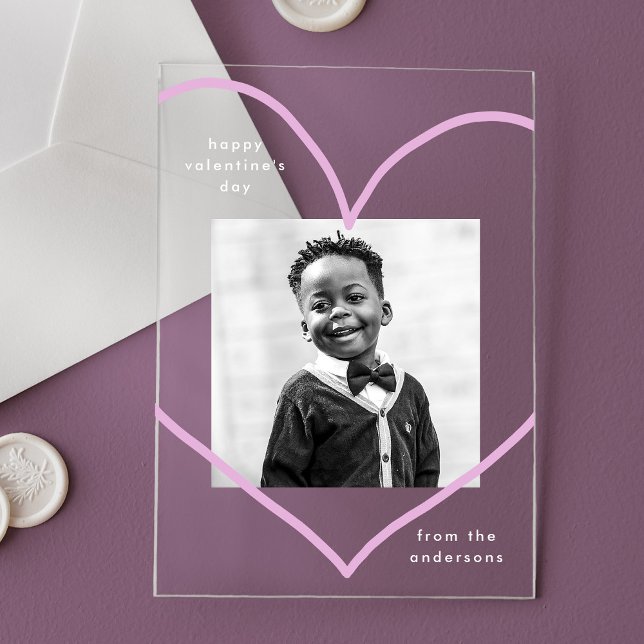Simply Love Purple Heart Photo Valentine's Day Acrylic Invitations (Creator Uploaded)