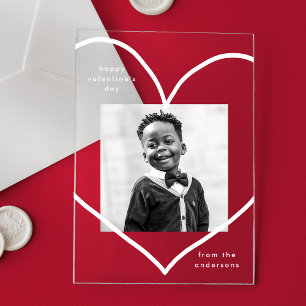 Simply Love White Heart Photo Valentine's Day Acrylic Invitations