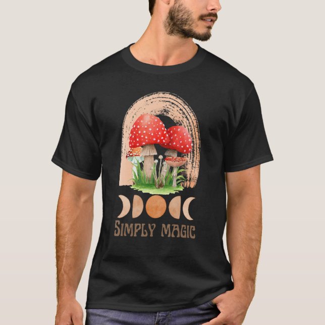 Simply Magic Boho Rainbow Mushroom Moon Phase T-Shirt (Front)