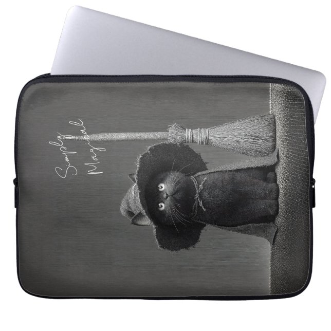 Simply Magical Witch Cat Laptop Sleeve (Front)