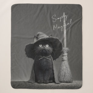 Simply Magical Witch Cat Sherpa Blanket