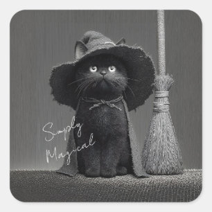 Simply Magical Witch Cat Square Sticker