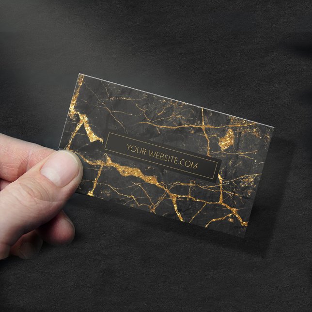 Simply Marble Black and Gold Std ID672 Business Card (Creator Uploaded)