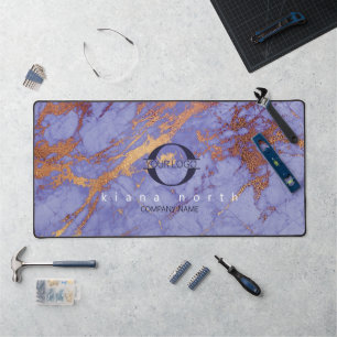 Simply Marble Logo Purple Gold Navy ID672 Desk Mat