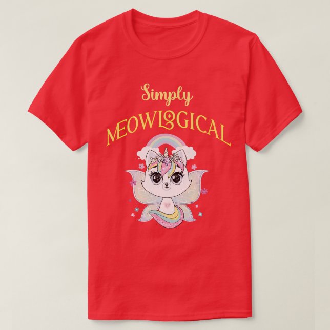 Simply meowlogical wings unicorn caticorn kitten a T-Shirt (Design Front)