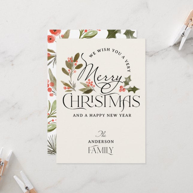Simply Merry Christmas Holiday Card (Front/Back In Situ)