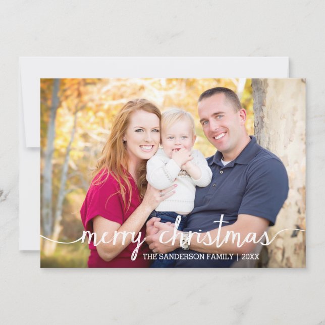 Simply Merry Christmas Photo Card / Snowflakes (Front)