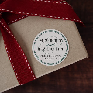 Simply Merry   Personalised Holiday Classic Round Sticker