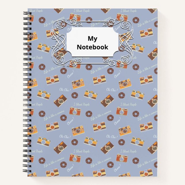 Simply Milimalist Vintage Cameras Photography  Notebook (Front)